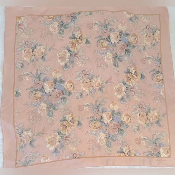 1980s Vintage Ralph Lauren Silk Rose Scarf - Picture 6 of 7